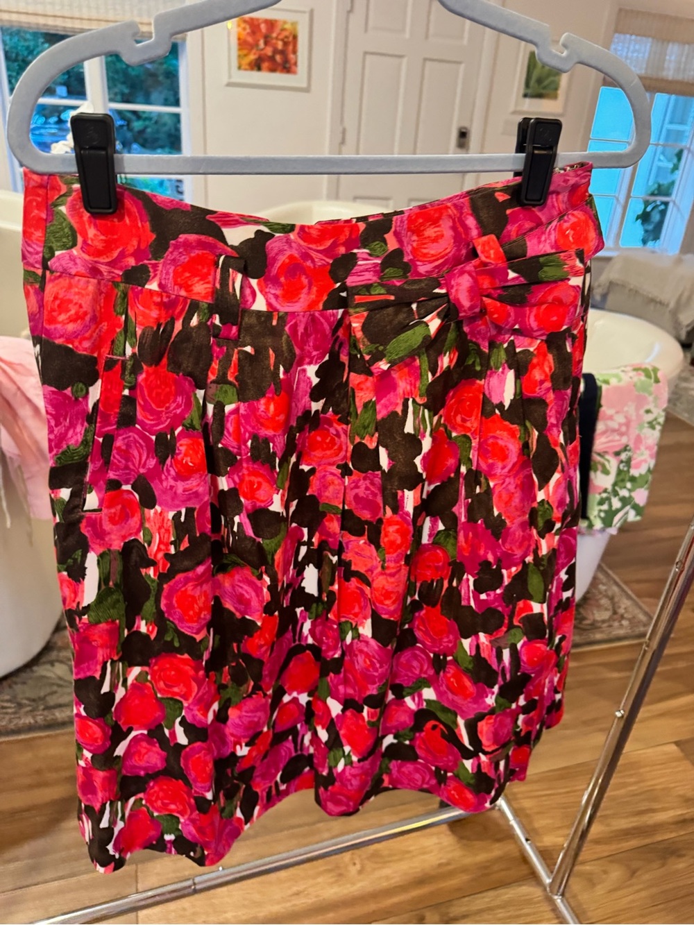 INC International Concepts Pink & Red Floral A-Line Skirt